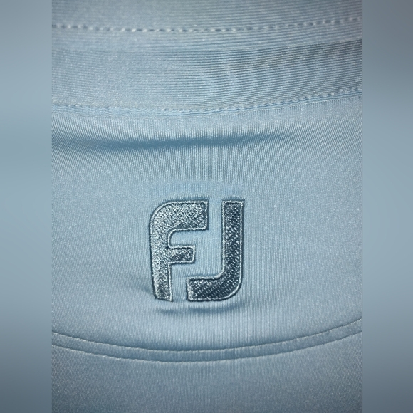 FootJoy (Size M) Men's Sky Blue SS Stretch Blend Button Front Collar Polo Shirt - Picture 8 of 9